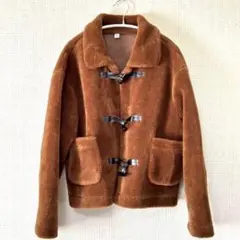 yx.STUDIO/ボアショートコート/M/トグル留/エコファー/ブラウン/冬物