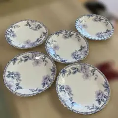 HOYA ボーンチャイナ花柄16㎝パン皿5枚セット