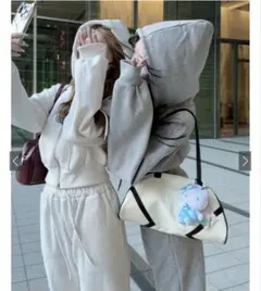 スウェットセットアップ ジップパーカー 裏起毛 キャミソール付き 3点セット