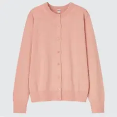 ユニクロ　Mサイズ　 UVカットクルーネックカーディガン　ピンク　カーディガン