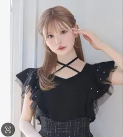 ミシェルマカロン　ビジューフリルニットトップス♡