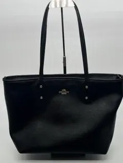ア*ー様 【極美品】COACH コーチ　トートバッグ　馬車　レザー　ブラック　F