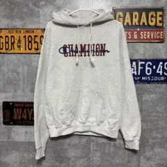 Champion チャンピオン ロゴプリント プルオーバーパーカー グレー M
