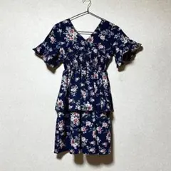 SHEIN 花柄ワンピース ネイビー系 150サイズ 薄手 上品で大人可愛い春夏