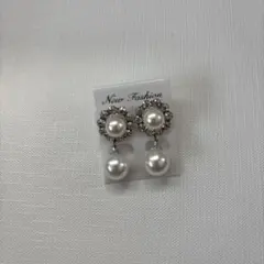 ブライダルアクセサリー パール＆ビジュー ピアス シルバー 結婚式