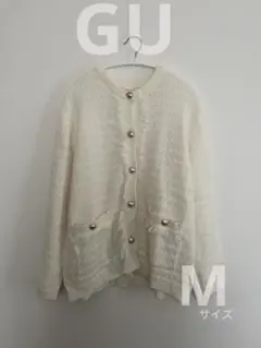 GU ダブルポケットカーディガン（長袖） ホワイト　トップス　Mサイズ