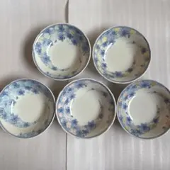 雪峰 花模様 浅い皿 5個セット