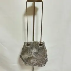 ✨美品✨ ショルダーバッグ 15.5×20 ミニバッグ 巾着 シルバー 華やか