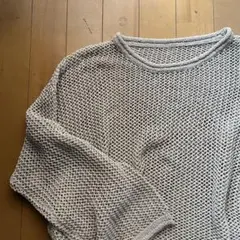 グレー メッシュ編み クロップドセーター