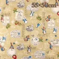 生地　ピーターラビット　綿麻キャンバス　フルーツ&ベジ　イエロー　約55×50㎝