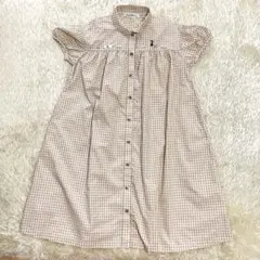 ファミリア 130cm　ギンガムチェックワンピース チェック柄　羊　女の子刺繍