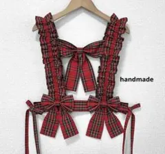 フリルハーネス タータンチェック柄 [ハンドメイド] ビスチェ リボンハーネス