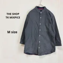ザ・ショップ ティーケー ミクスパイス　バンドカラーシャツ　M ドット柄　七部袖のサムネイル