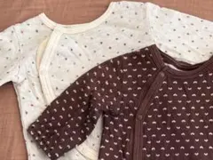 ベビー カバーオール 60 ロンパース 2枚セット ドット柄 秋冬