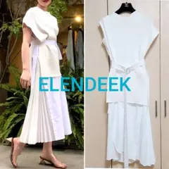 ELENDEEK ニットベストレイヤードブラウスワンピース　ホワイト　フリー　Fのサムネイル