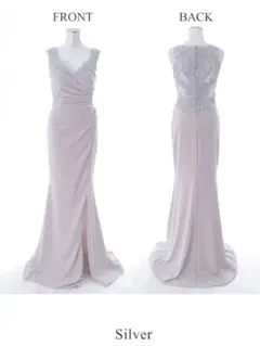 Eau Souage 高級キャバドレス　ロング　シルバー　シースルー　セクシー