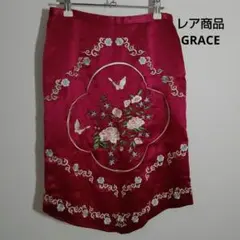 GRACE グレースコンチネンタル 36サイズ 赤 花柄 シルク 刺繍のサムネイル