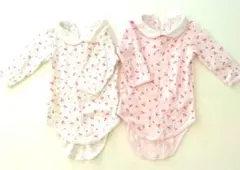 マザウェイズ 　襟付き　ロンパース 　76　ピンク　白　２枚セット