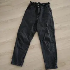 ハイウエスト ダークグレー デニムパンツ