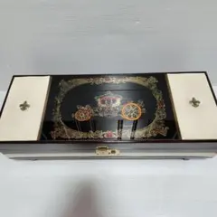 ELEMICA ステンドグラス オルゴール アクセサリーボックス木製 昭和