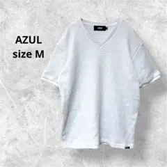 アズール Tシャツ ホワイト ワッフル生地 Vネック 半袖 シンプル s6307