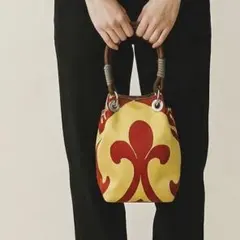 帯リメイク　トートバッグ　1点物　和物　ミニバッグ　ポーチ　黄色