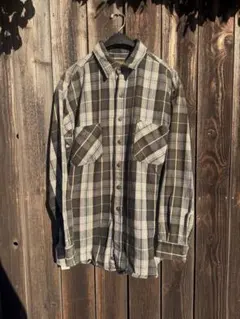 フランネルシャツ/古着/長袖ネルシャツ/カーキ/雰囲気◎