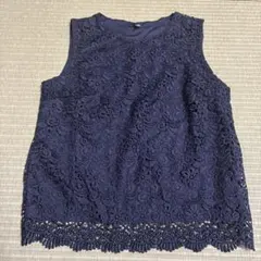 UNIQLO ネイビー レース ノースリーブ トップス M