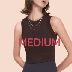 ヨガウェア トップス ブラトップ リブ タンクトップ ブラウン ピラティス M