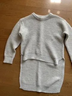 GU 長袖ニットセーター ライトグレー