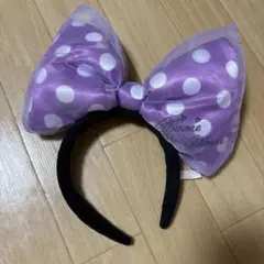 ディズニー ミニーマウス 紫 水玉 リボンカチューシャ