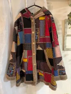 ヴィンテージ　ロングコート　希少デザイン　ダブル　ニット生地　お洒落　古着　希少 ヴィンテージ ロングコート 希少デザイン ダブル ニット生地 お洒落