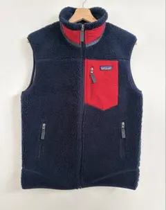 patagonia フリースベスト ネイビー/レッド