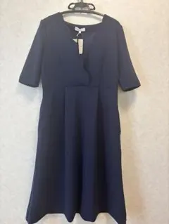 新品タグ付！ネイビー　授乳ワンピース　マタニティ　産前産後　M オフィス