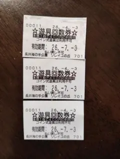 ソレイユの丘　遊具回数券　3枚　2026年7月3日まで