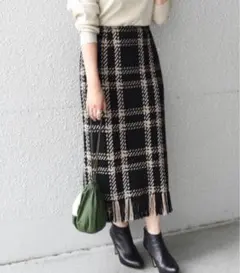 【khaju 別注】john branigan チェック柄 フリンジスカート