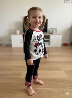 【上下セット】ディズニー ミニーちゃん 90 ロンT＆レギンス リボン付