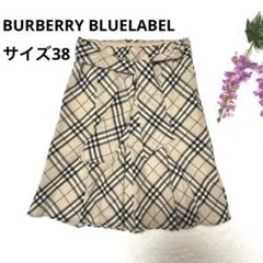 【美品】BURBERRY BLUELABEL ノバチェックスカート　フレア　膝丈