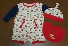 ベビーロンパース・スタイ・帽子セット サイズ70cm