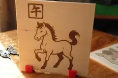 木製馬彫刻インテリアプレート