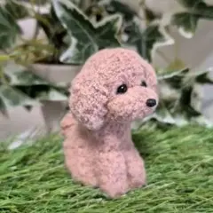 毛糸 羊毛フェルト 茶色の犬のぬいぐるみ ミニチュア
