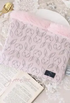 新品　ネックウォーマー　ハンドメイド　ウサギ柄　ピンク　ラビットファー　ゆったり