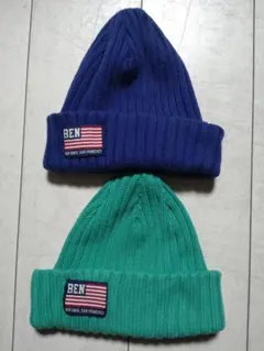 BEN ニット帽 ブルーネイビー グリーン 2点セット