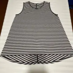 ストライプ グレー×ブラック　ノースリーブ レディス　Lサイズ　【極美品】