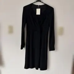 ブラック ラップスタイル ワンピース 長袖