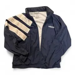 【入手困難】80's アディダス ナイロンジャケット 太ストライプ フード収納