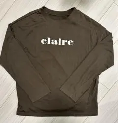 ブラウン 長袖Tシャツ プリント フリーサイズ ロンT