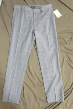 未使用品 H&M スリムフィットストレッチパンツ グレー　チェック柄