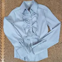 NARA CAMICIE フリル付きシャツ 長袖 ライトブルー