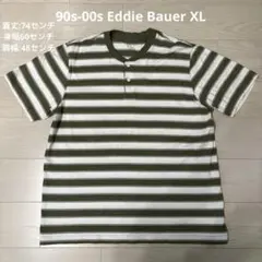 【希少】90s-00s Eddie Bauer ヘンリーネック ボーダーT XL
